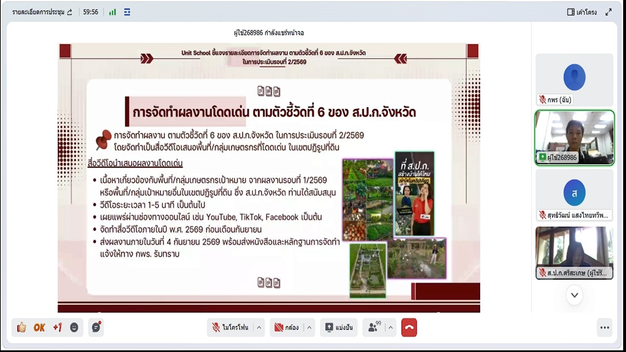 title - Unit School ชี้แจงรายละเอียดของการจัดทำผลงานตามตัวชี้วัดที่ 6 ของ ส.ป.ก. จังหวัด รอบประเมินที่ 2/2569 ผ่านสื่ออิเล็กทรอนิกส์ (ผ่านระบบแอปพลิเคชั่น GDCC Space)